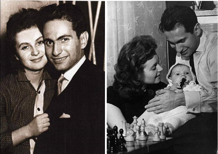 Салли Ландау и Михаил Таль с сыном.