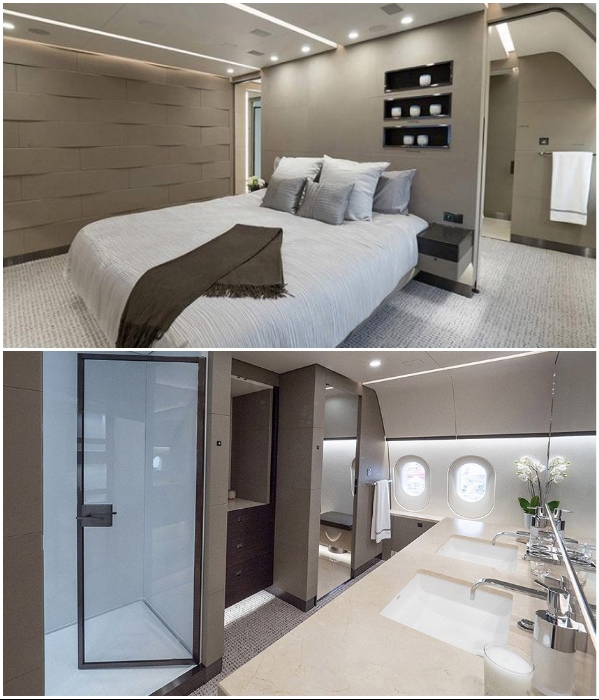 На борту авиалайнера обустроили 8 индивидуальных кают со спальнями и ванными комнатами (VVIP Boeing787 Dream Jet). | Фото: germany.nashieu.com. На борту авиалайнера обустроили 8 индивидуальных кают со спальнями и ванными комнатами (VVIP Boeing787 Dream Jet). | Фото: germany.nashieu.com.