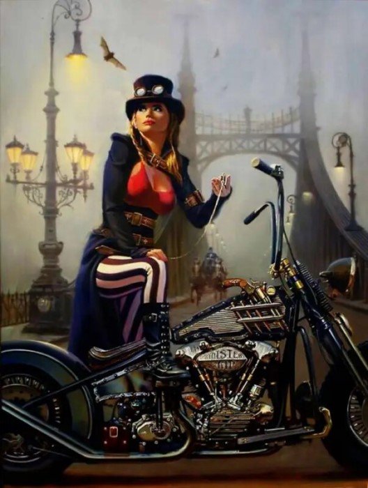 Бог мото-арта Дэвид Уль и его красотки Harley-Davidson