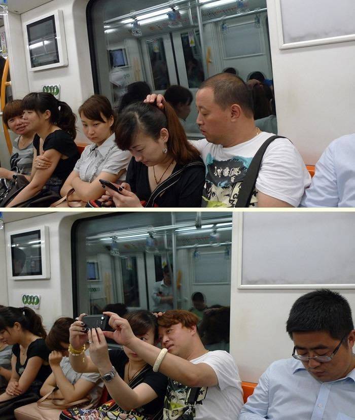 Селфи с волосами девушки