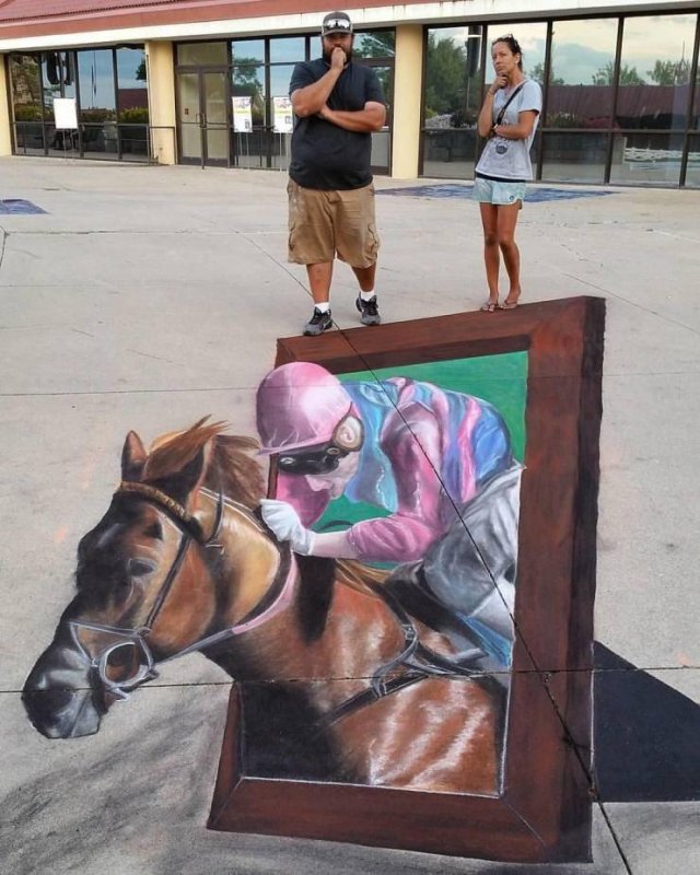 Объемный рисунок на асфальте