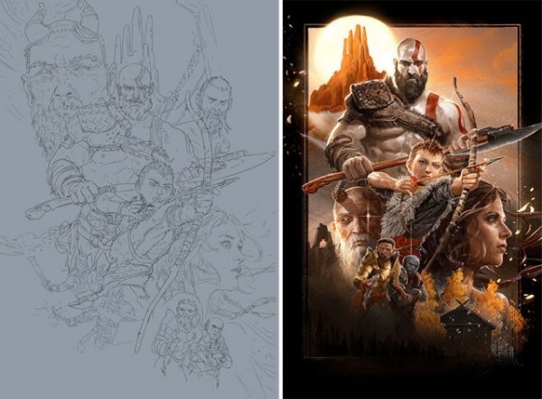 Sketch vs. Final: художники показывают свои работы на стадии эскиза и в завершенном виде