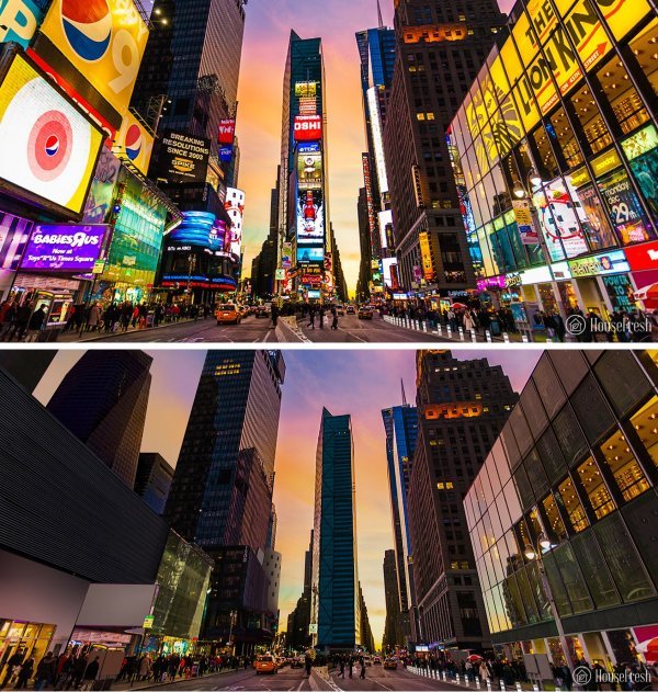 Как бы выглядели известные улицы больших городов без рекламы Как бы выглядели известные улицы больших городов без рекламы