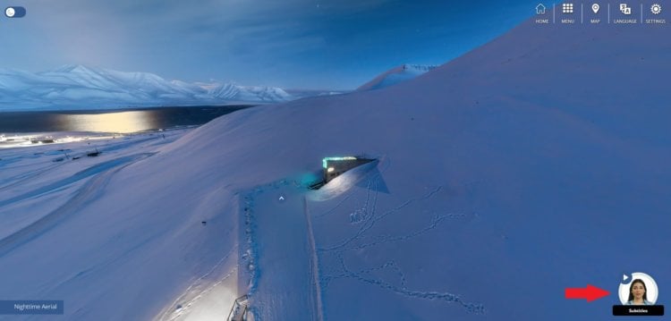 Фотографии хранилища семян в Шпицбергене. В правом нижнем углу есть виртуальный экскурсовод. Фото.