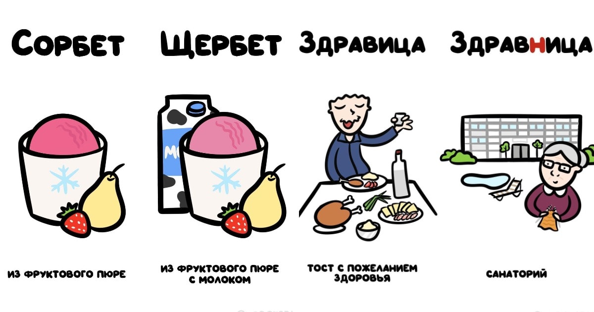 18 забавных иллюстраций проекта «не перепутай», которые помогают не запутаться в лингвистических трёх соснах