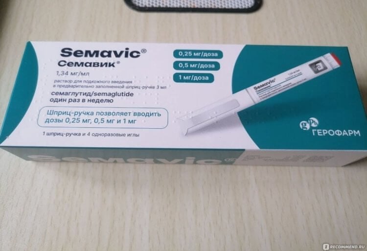 «Оземпик» в России. Упаковка препарата «Семавик». Источник изображения: irecommend.ru. Фото.