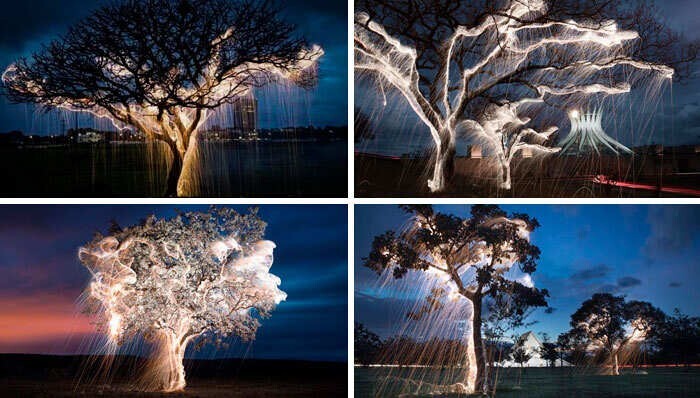 11. Бразильский фотограф Витор Шиетти использует фейерверки и долгосрочную экспозицию, чтобы создавать эти невероятные и хрупкие композиции