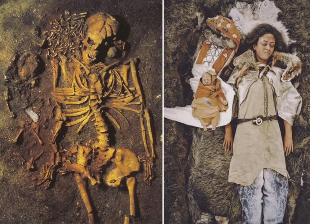 6. Могила молодой женщины и её новорождённого ребёнка, возрастом 7000–6000 лет из Ведбека, Дания
