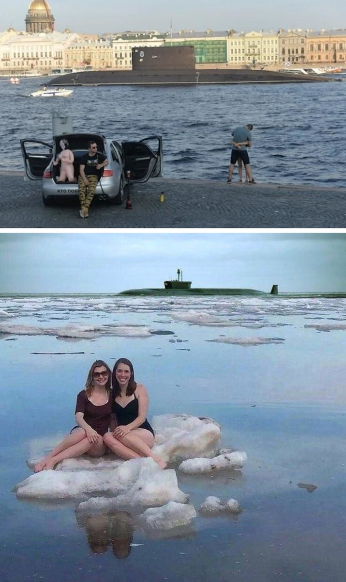 Подлодка в городской среде. Питер, наверное.