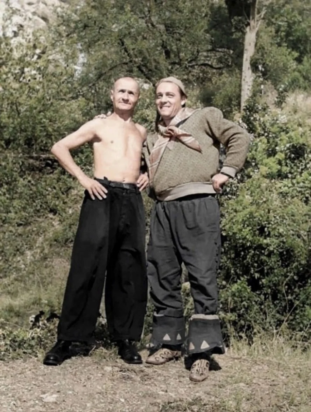 Георгий Милляр и Владимир Клунный на съемках фильма «Марья-искусница», 1959 год.