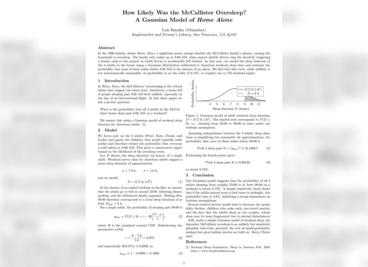 Семья из «Один дома» не могла проспать. Расчеты математика выглядят очень серьезно. Источник изображения: x.com. Фото.